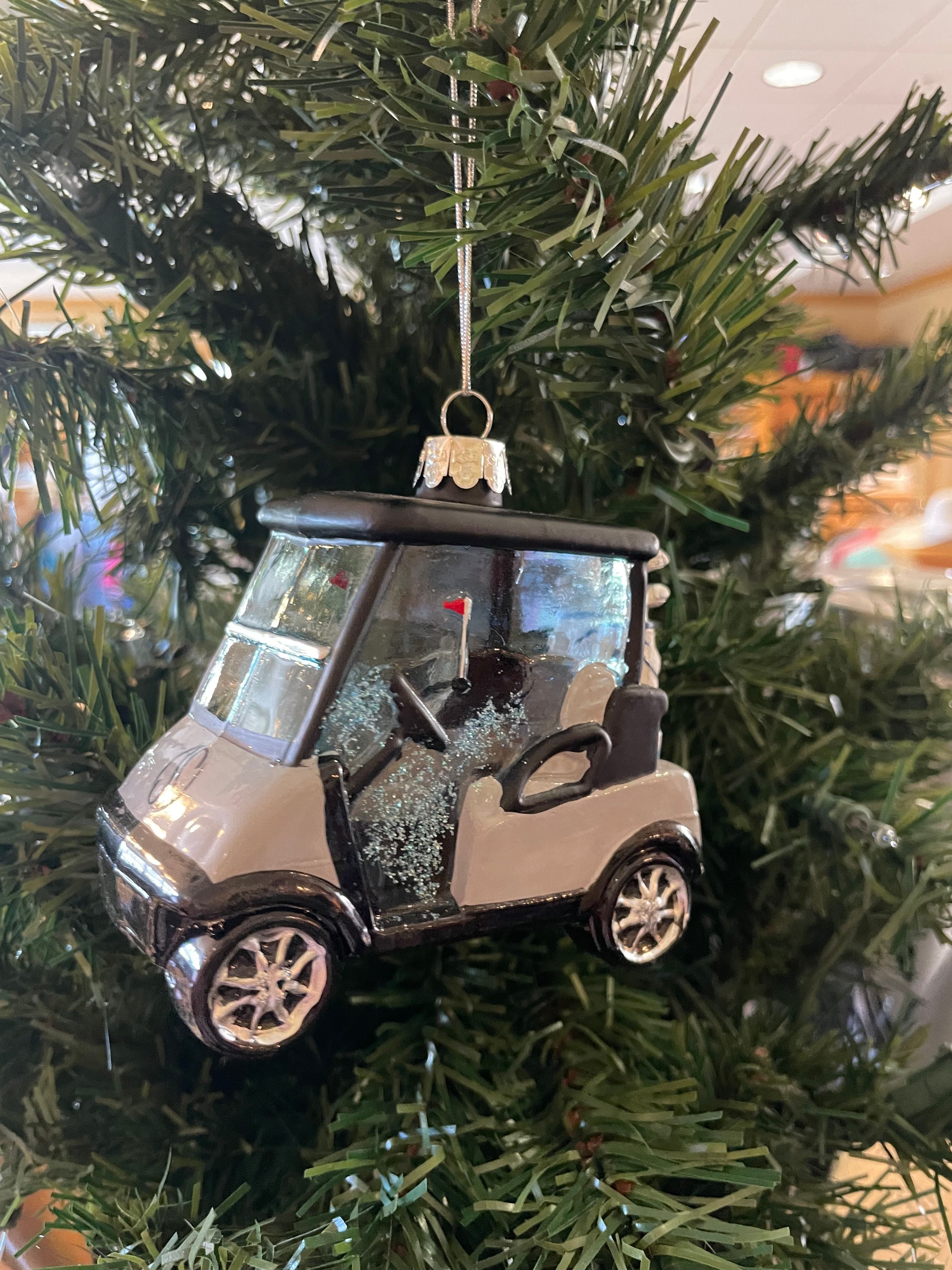 Silverado Golf Cart Holiday Glass Ornament